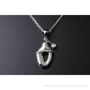 Women s 925 silver cz pendant letter V with cubic zirconia